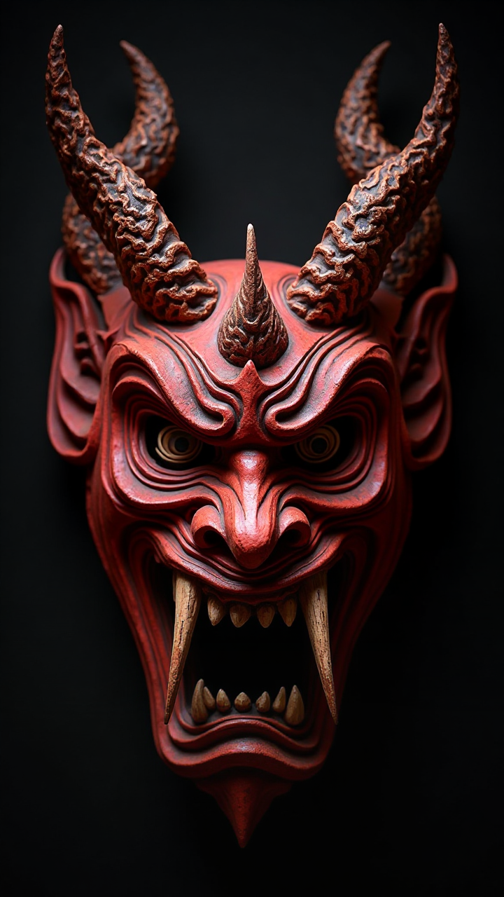 Red Japanese Demon Mask