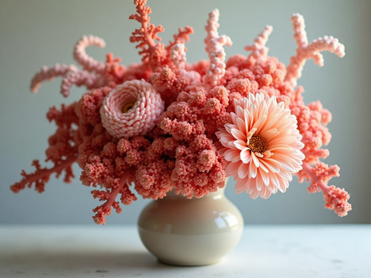 Coral Bouquet Vase Display
