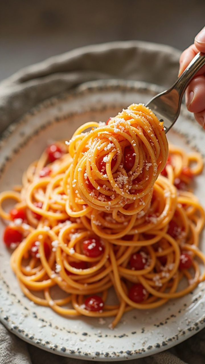 Plato de espagueti pomodoro 