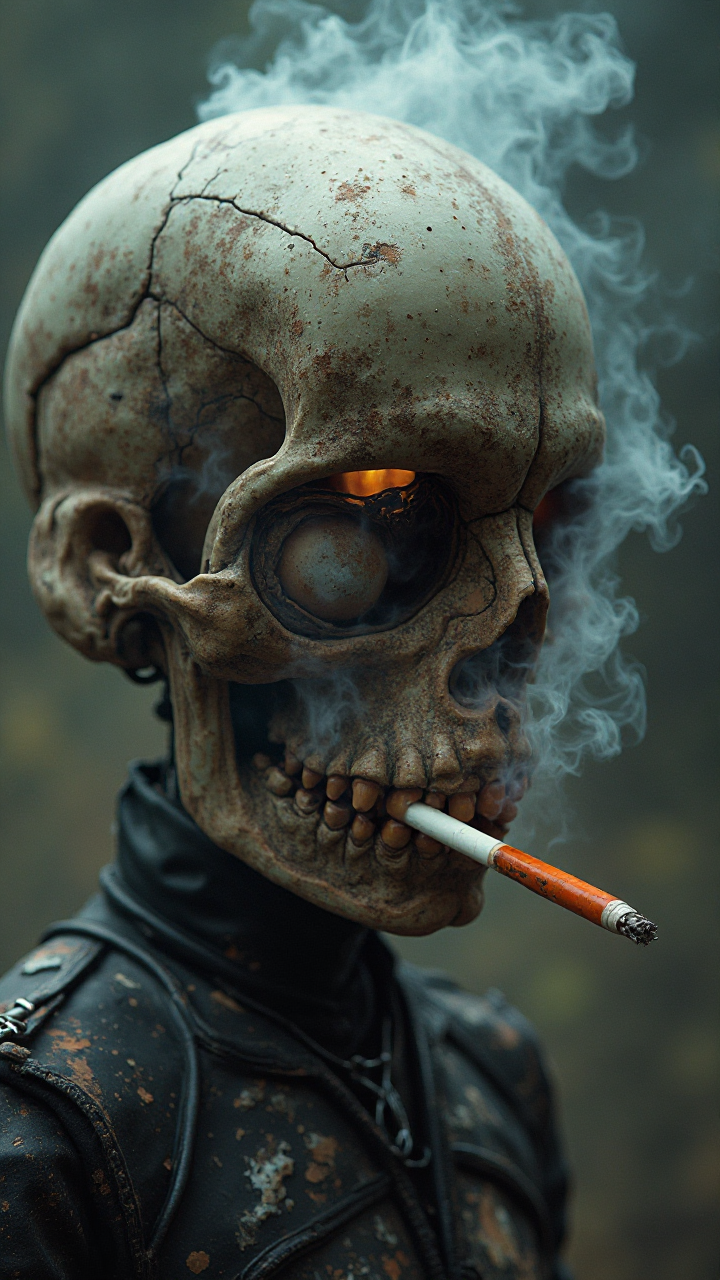 Futuristic Skull Smoking Art