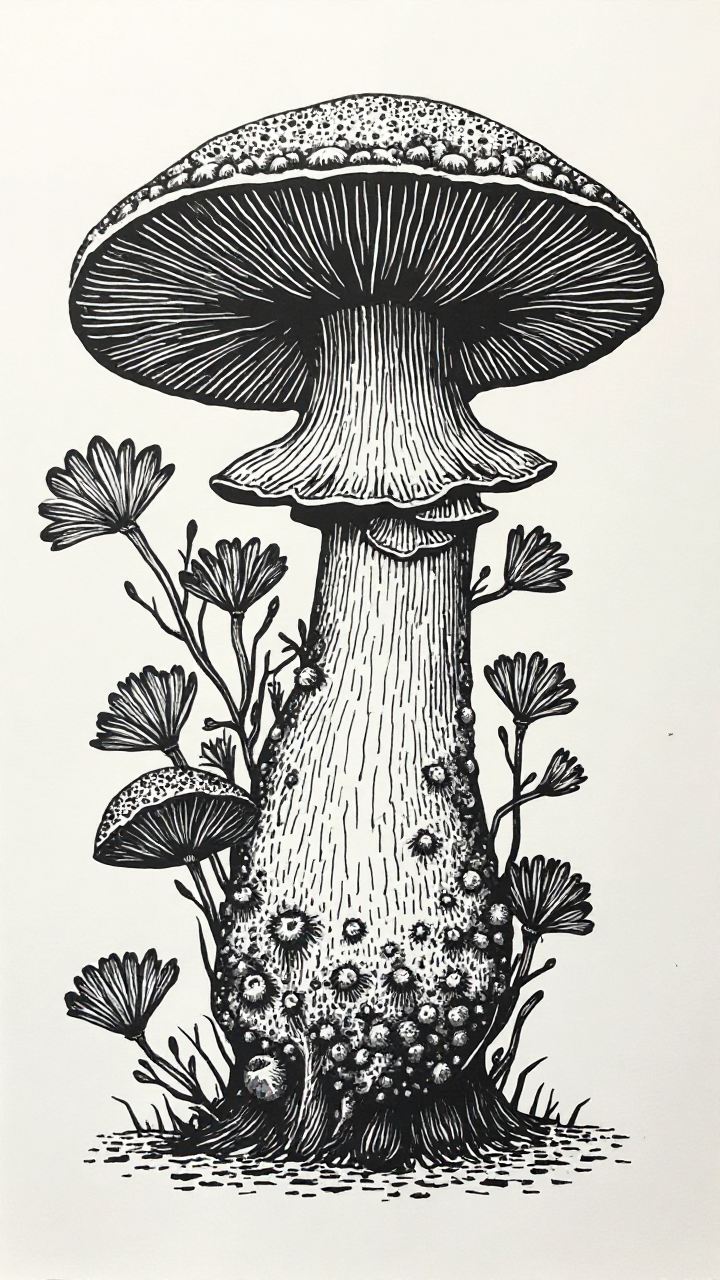 Hericium Letterpress Print