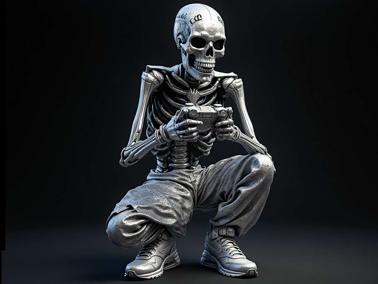 Silver Gamer Skeleton Model