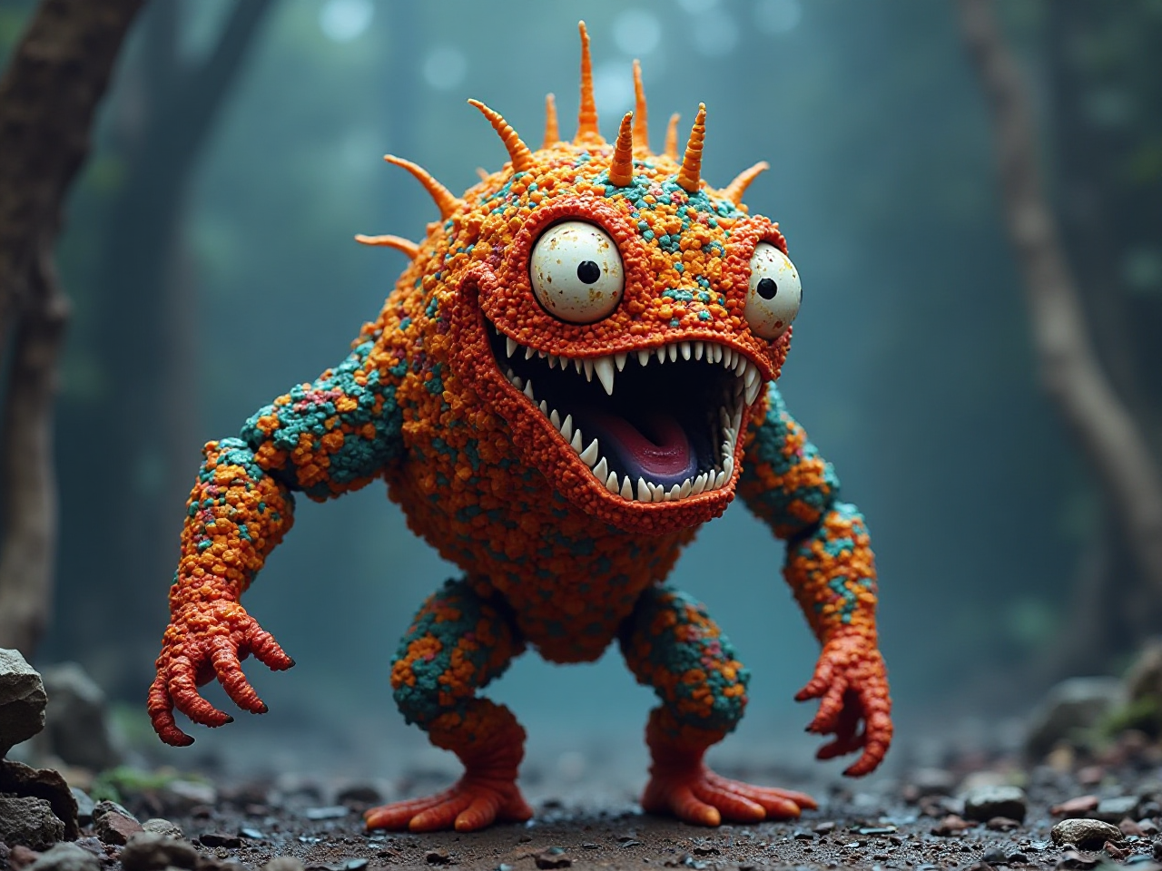 Psychodelic Scary Brick Monster